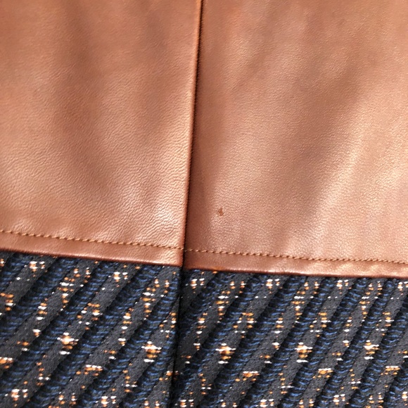 Women’s Theory Brown Leather and Navy Blue Tweed Dress 2 - Picture 3 of 7